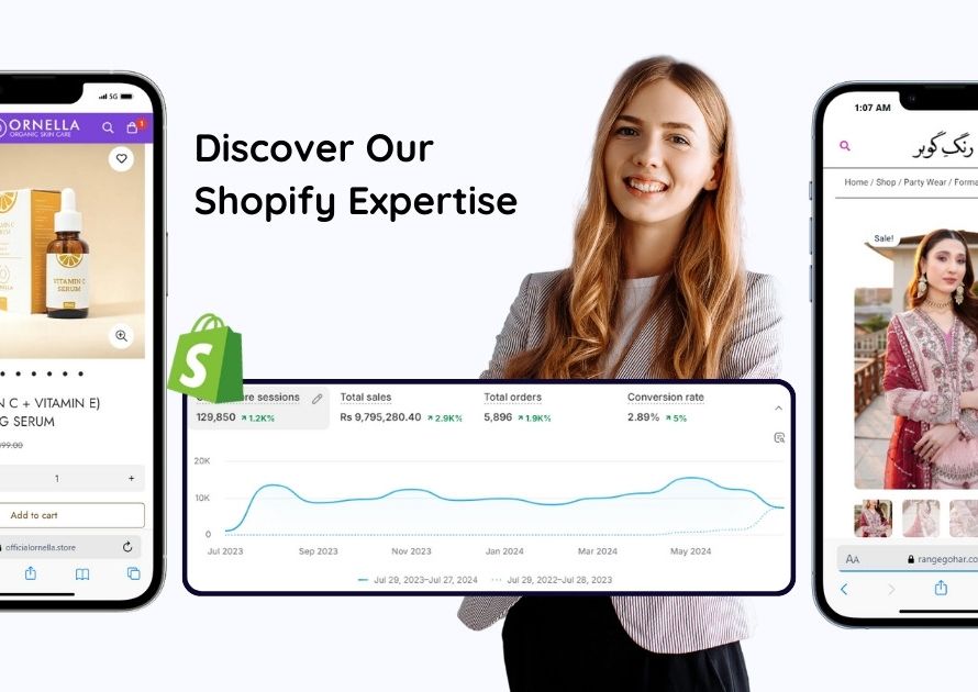 A happy customer celebrating successful online sales on a Shopify store, showcasing the positive impact of our Shopify development services.